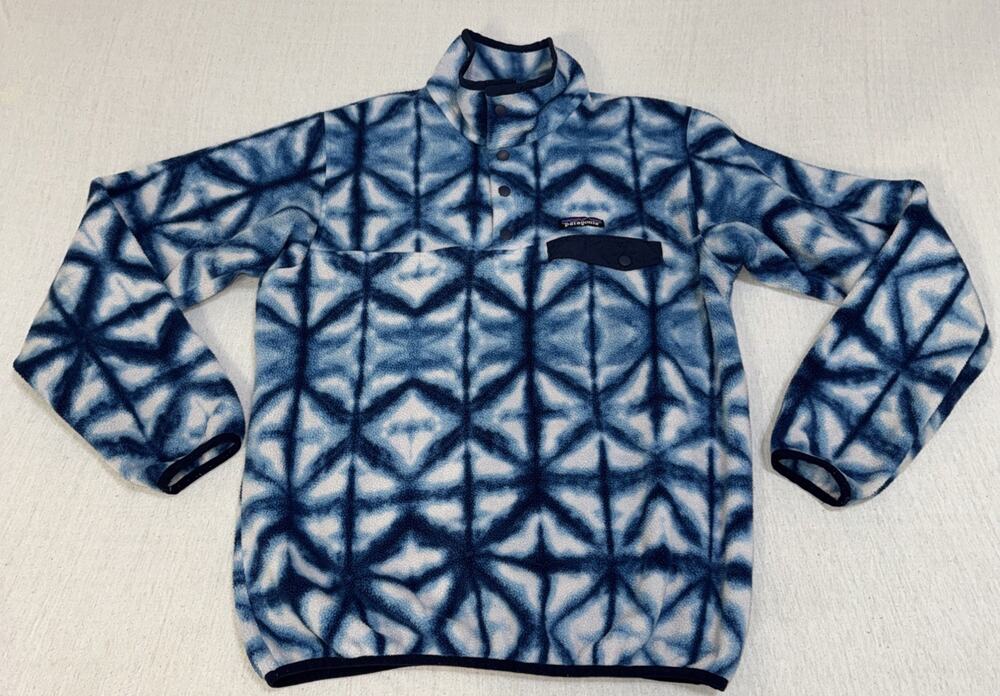 Patagonia Synchilla Snap-T Shibori Print Women’s Medium Fleece Pullover EUC